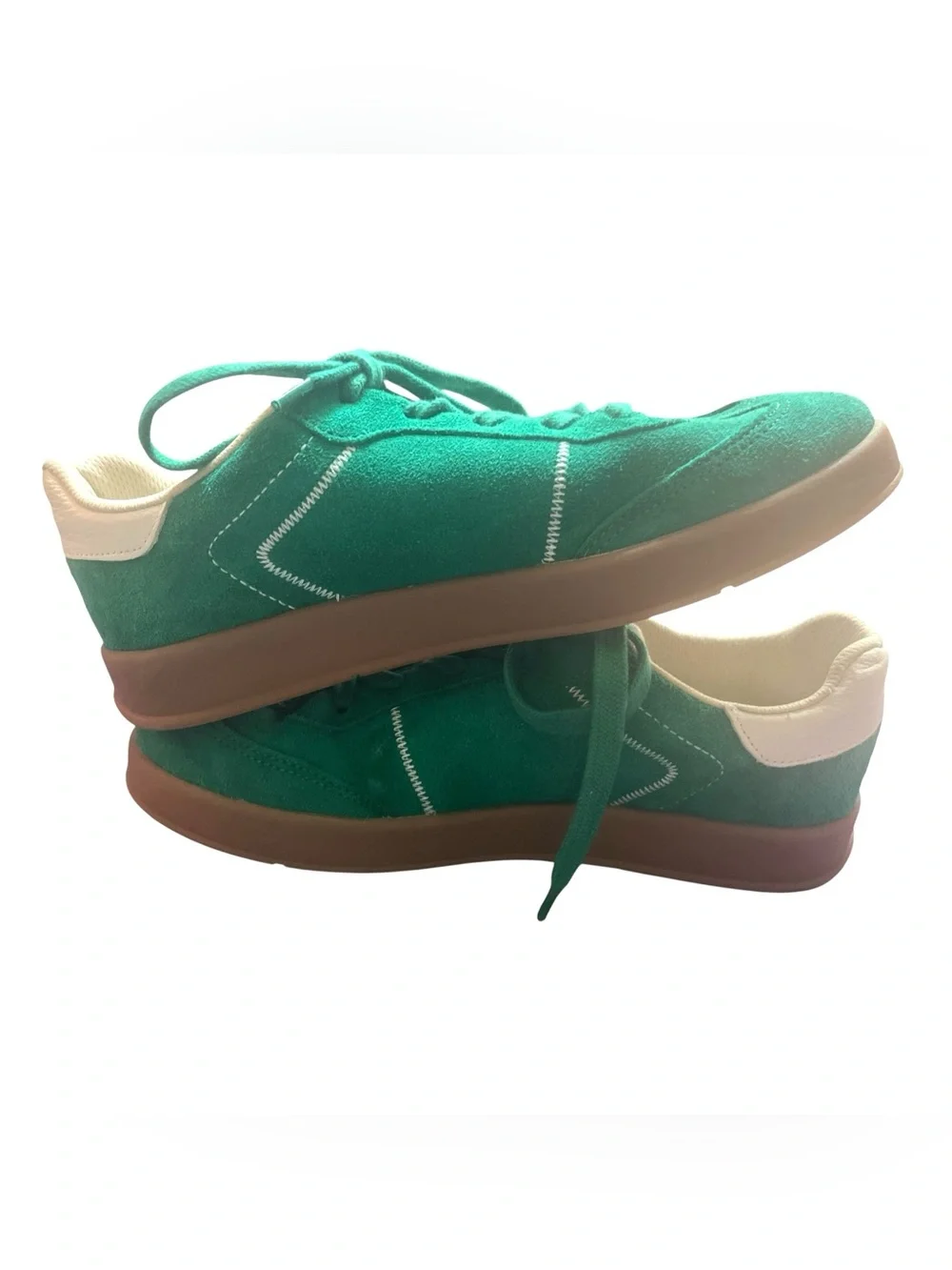 Cupcakes and Cashmere Green Suede Sneakers Lace Up Shoes Women's Size 7